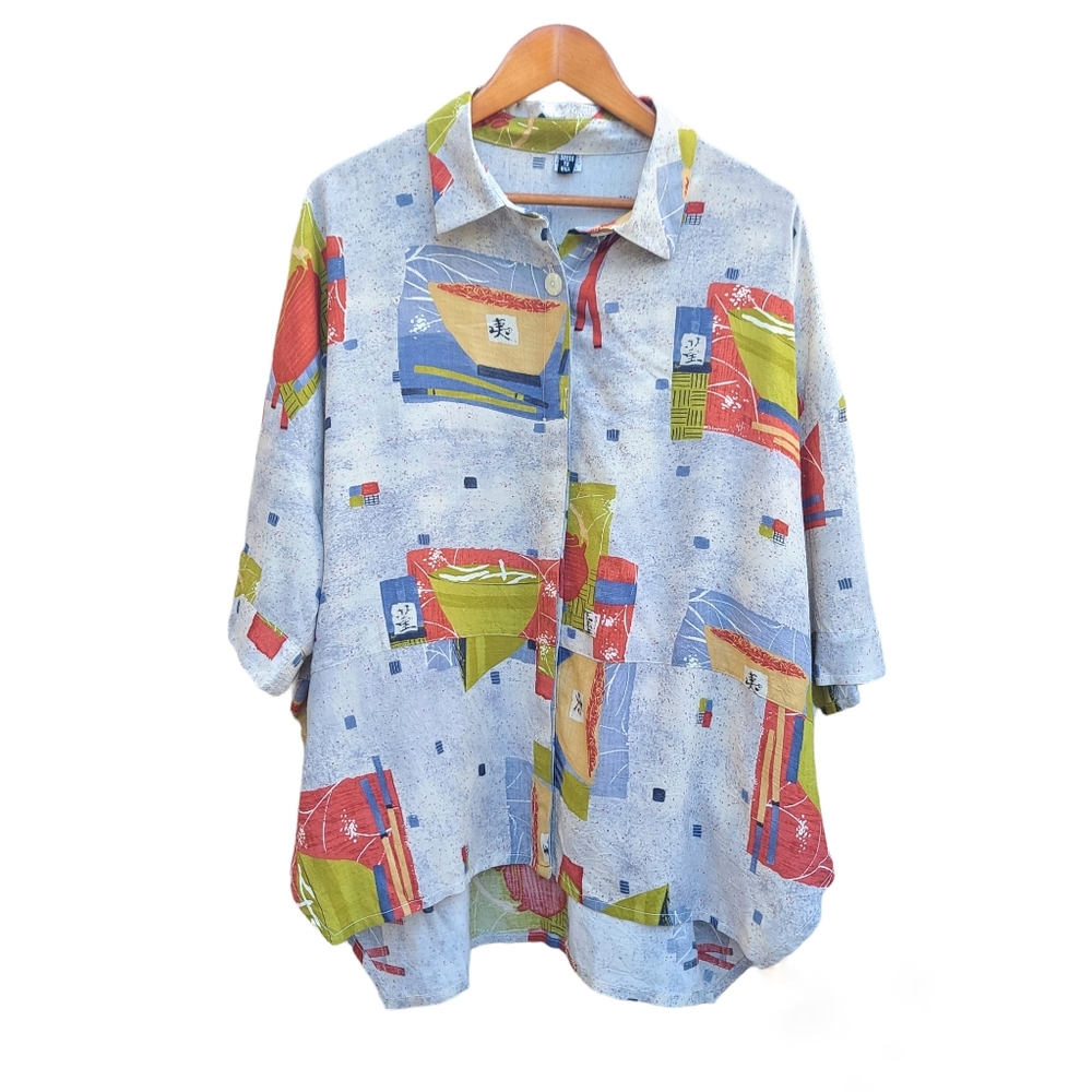 Dress to Kill | Art to Wear Ramen Bowl Chopsticks Teapot Relaxed Shirt One Size